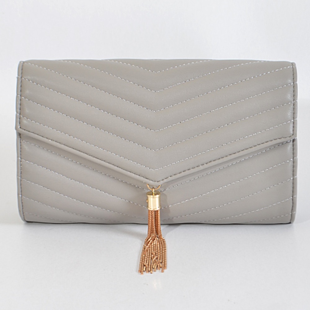 Leather Gray color clutch Bag 3AM Forever®